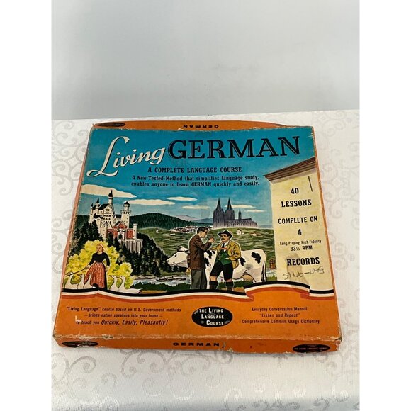 Vintage Living German Language Course 40 Lessons Vinyl Records 33⅓ RPM With Manu - Picture 2 of 5